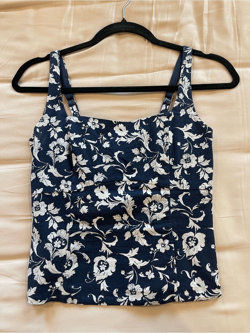 Abercrombie & Fitch Navy Floral Square-Neck Tank